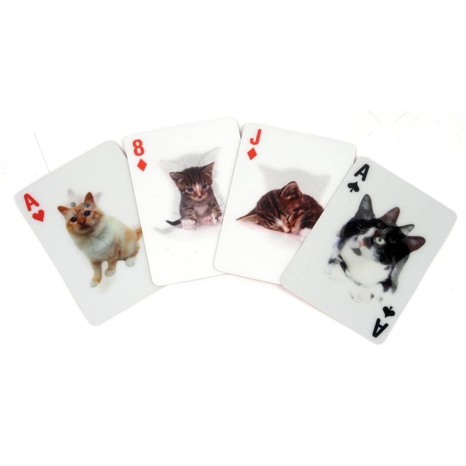 3-D Cats Playing Cards